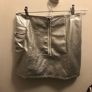 metallic silver skirt